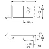thumbnail of Villeroy&Boch Spülbecken mit Abtropffläche links, Timeline 50 Ivory 900x510mm, inkl. Ablaufgarnitur mit Handbetätigung
