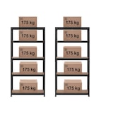 thumbnail of MSW - Stellingkast - 90 x 40 x 180 cm - voor 5 x 175 kg - Zwart - 2 st.