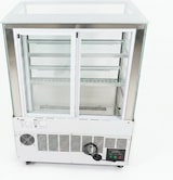 thumbnail of Romux® Kühlvitrine für Konditorei Quadratisch Standgerät 2 Böden Weiß 640 Liter Umluftkühlung | Kühlvitrine Gerade Glasscheiben