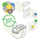 thumbnail of Prosperplast Juego de 3 cubos de reciclaje con capacidad de 60 litros de compartimentos en color gris 39x23x33 cm