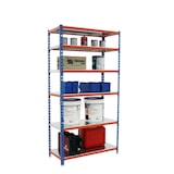 thumbnail of SimonRack Metallregal, 2500x800x300 mm, 6 Ebenen, Metallboden, 180 kg Biegepunkt, Blau/Orange/Verzinkt - Simonclick