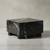 thumbnail of Couchtisch MONOBLOC 60x60x35 cm Schwarz Hochglanz mit Marmor Optik, Wohnzimmertisch Cube Quadratisch, Design Sofatisch, Lounge Kaffeetisch