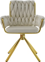 thumbnail of Merax Samt-Esszimmerstuhl, 2er set, Sessel, Schlafzimmer-Drehstuhl, Freizeit-Drehstuhl mit vier Stützbeinen aus Metall, beige