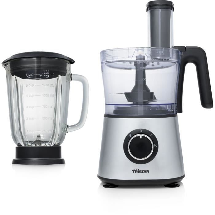 Tristar robot Multifonction - Bol Du Blender 1,5L - Bol Hachoir 1,5L - 600W - Inox