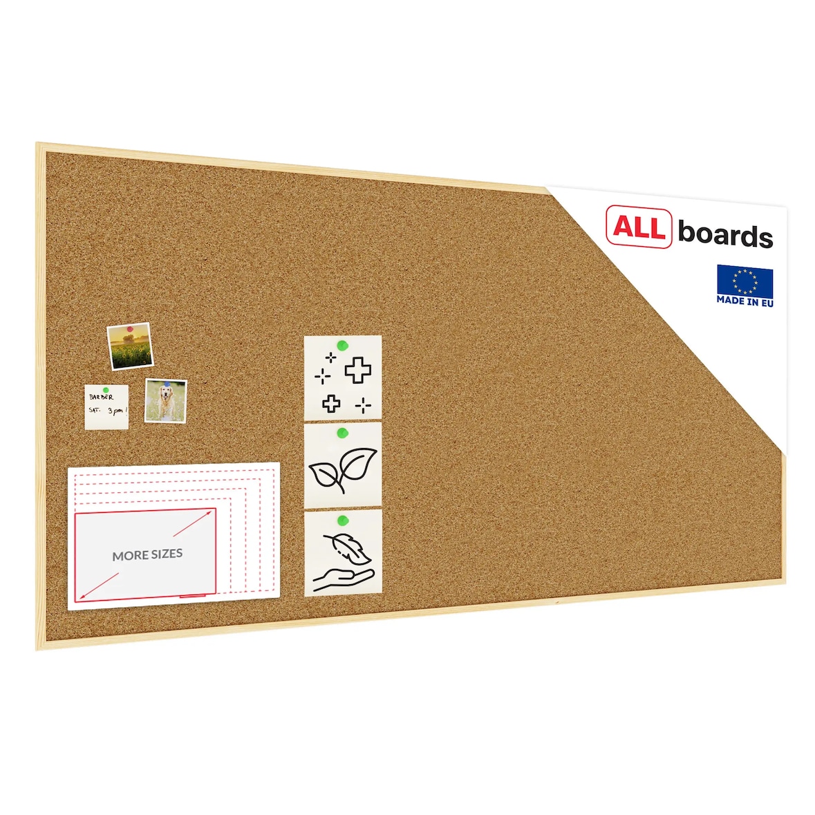 ALLBoards Bacheca in sughero (cornice in legno) 200×100 cm