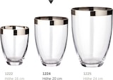 thumbnail of Vase Charlotte, mundgeblasenes Kristallglas mit Platinrand, Höhe 20 cm, Durchmesser 15 cm