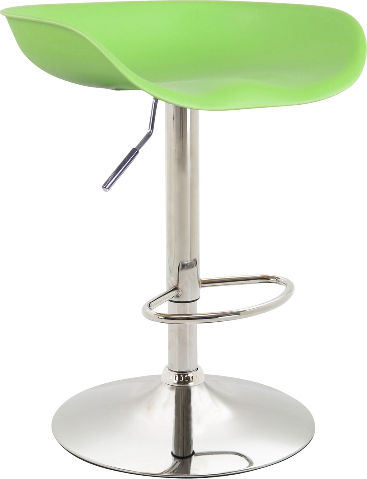 Décoshop26 - Barhocker mit höhenverstellbarem und drehbarem Sitz aus grünem Kunststoff verchromten Metall-Tulpenbeinen mit 10_0000380