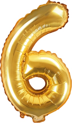 Folienballon gold Zahl 6