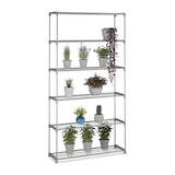 thumbnail of Relaxdays Blumenregal, HxBxT: 174 x 91 x 28 cm, 6 Ablagen, Stecksystem, Metall & Kunststoff, Gewächshaus Regal, grau