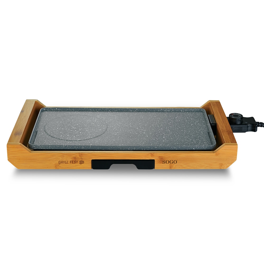 Sogo Elektrische Kookplaat 2200W, Aluminiumplaat 43×23 cm, Snelle Opwarming, Stevig Ontwerp, Gelijkmatige Warmteverdeling