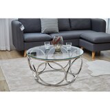 thumbnail of SalesFever Couchtisch rund Ø 80 cm, Klarglasplatte 8 mm stark, Edelstahl-Gestell silbern, B 80 x T 80 x H 40 cm, silbern
