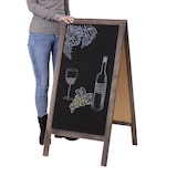 thumbnail of XL reclamebord HWC-C17, staand krijtbord klantstopper, 2 schrijfvlakken opvouwbaar, 100x50cm ~ bruin shabby