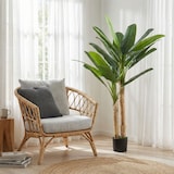 thumbnail of HOMCOM árbol de plátano artificial 150 cm, planta artificial decorativa con maceta y  2 troncos, para decoración del interior, hogar, salón, verde