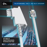 thumbnail of CSL - 15m Telefonkabel TAE-F Stecker auf RJ11 Stecker − Int. Norm 6P4C / 4-polig belegt − Flachkabel - TAE-F - weiß