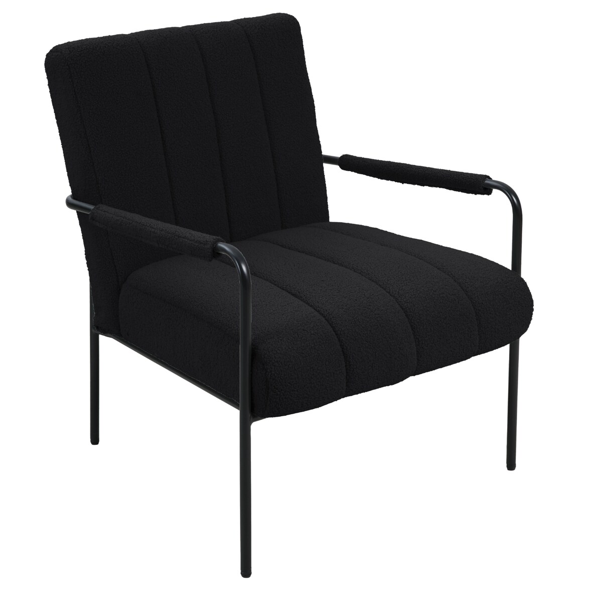 KYLE Loungesessel Polstersessel Akzentstuhl Wohnzimmer mit Armlehne Schwarz