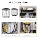 thumbnail of Couchtisch 2er Set runde Beistelltische 40x40x40 cm Schwarz stapelbar mit abnehmbarer Tischplatte Stauraum Stahlrahmen