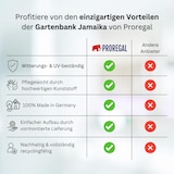 thumbnail of PROREGAL Gartenbank Jamaika | 3-Sitzer | Holzoptik | HxBxT 80x150x64cm | UV-beständiger Kunststoff | Parkbank Sitzbank Gartenbänke  Terrasse