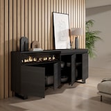thumbnail of Sideboard, Schrank, Küche, Sideboard, Flurschrank, 200x35x87cm, 4 Türen, Elektrischer Kamin, Industriedesign, Moderner Stil, Schwarz _ 64_4