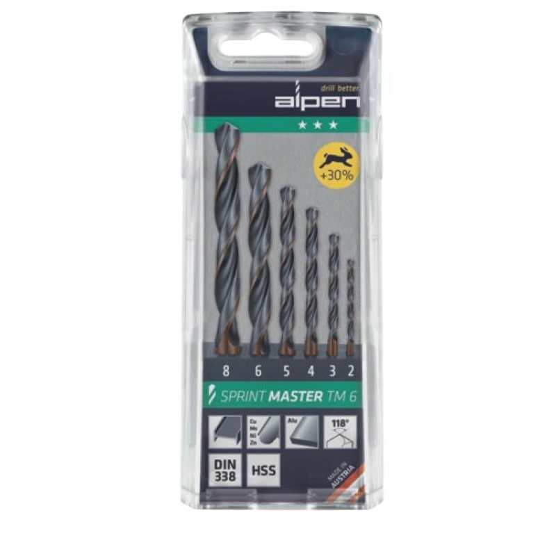 Estojo de brocas Alpen Hss Sprint Master 6 peças