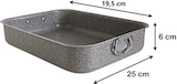 thumbnail of Bandeja para lasaña de aluminio antiadherente, 19,5 x 25 x 6 cm, con asas laterales y borde alto.