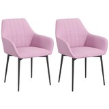 thumbnail of Pack de 2 sillas de comedor sillas decorativas tapizadas en lino sillas de cocina con respaldo reposabrazos y patas de metal 59,5x56,5x81 cm rosa