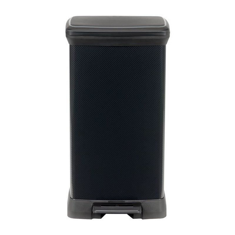 Curver Decobin Poubelle A Pédale Rectangulaire - 50 L - Noir Carbone