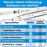 thumbnail of Schubladenschienen 10 STÜCK VOLLAUSZUG Rollenauszug Teleskopschiene Schubladenauszug H 45 L 800 mm