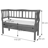 thumbnail of Sitzbank T207, Bank Truhenbank Holzbank Aufbewahrungstruhe, Staufach Kissen Holz 119cm ~ weiß, shabby