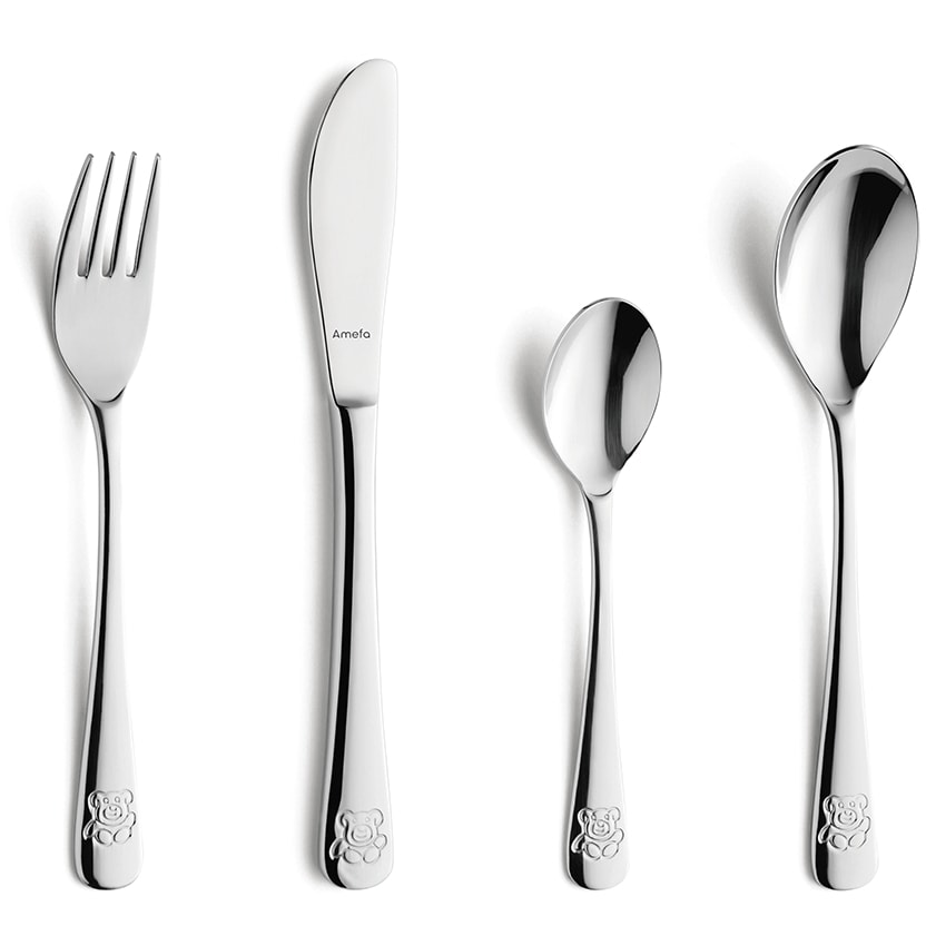 Coffret 4 pièces enfant ourson -  Argent / Métallique Autre forme Acier Inoxydable (inox  Amefa