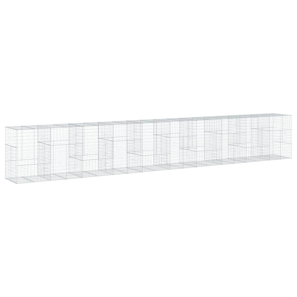 vidaXL Gabione mit Deckel 1000x100x150 cm Verzinktes Eisen
