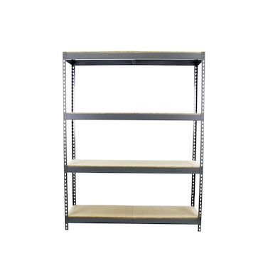 SimonRack Scaffale industriale, 2000x1200x450 mm, 400 kg al punto di flessione, 4 ripiani in legno, scaffale per garage, Grigio/Legno- Ecoforte