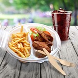 thumbnail of 25x Menüschalen achteckig Achteckbecher klar mit Deckel ungeteilt PP