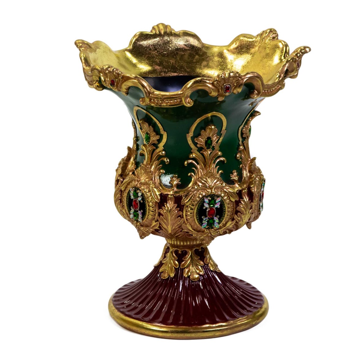 Vacchetti Portavaso resina oro e verde cm61,7x53,8h69,7