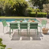 thumbnail of Mesa de jardín y 8 sillones de metal verde cactus - Oviala