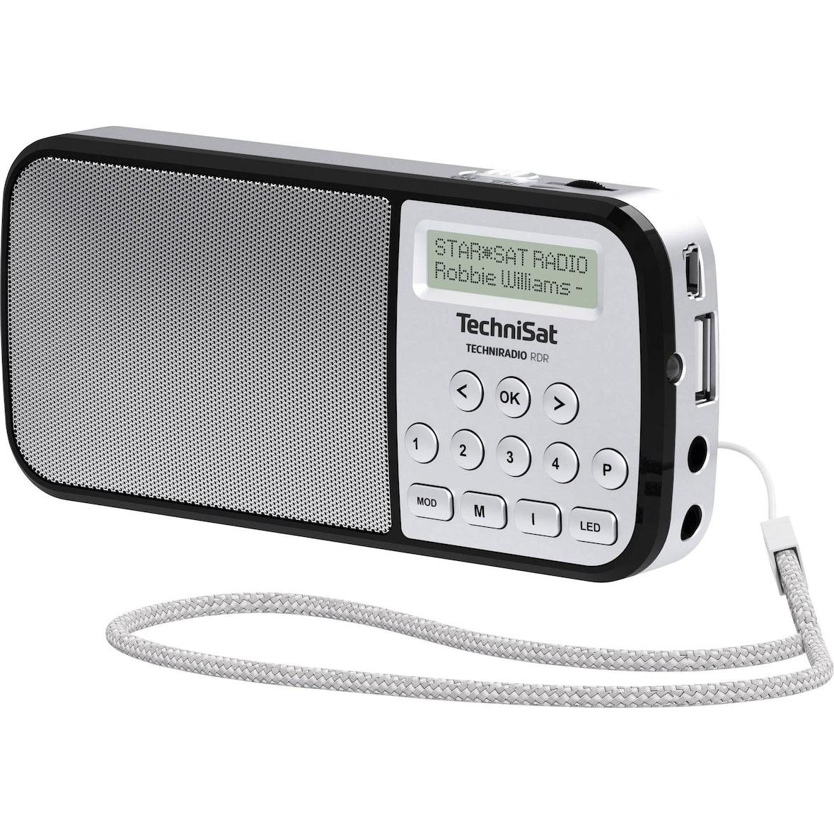 TechniSat Techniradio RDR Taschenradio DAB+, UKW AUX, USB Taschenlampe Silber 0002/3922