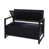 thumbnail of Décoshop26 - Banco de jardín de 2 plazas en polirratán antracita con compartimento de almacenaje y cojín de asiento gris 04_0004189