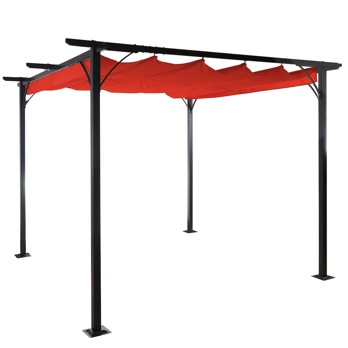 BERLINLODGE Pergola | HxBxT 232x300x300cm | Garten Pavillon | Terrakotta | stabiles 6cm-Gestell + Schiebedach