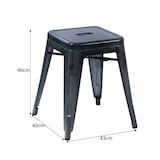 thumbnail of Tabouret en métal, empilable, métal, mat galvanisé, noir