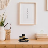 thumbnail of Relaxdays Teelichthalter Set mit Tablett & Steinen,  Ø 19,5 cm, Tischdeko Wohn- & Esszimmer, Kerzenhalter, schwarz/braun