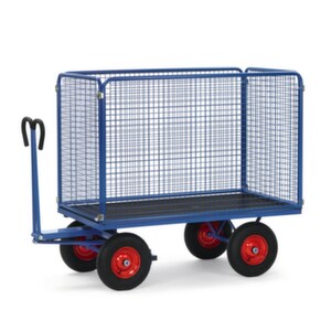Handpritschenwagen, Tragl. 700kg, Ladefl. LxB 1200x800mm, Siebdruckplatte, 4 Wände