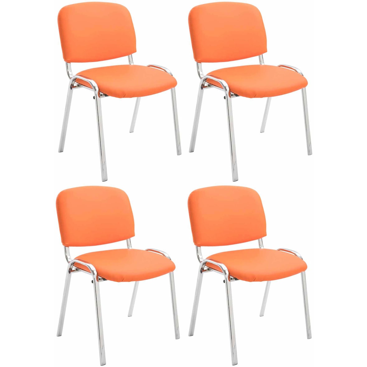 Set de 4 sillas Ken Cromadas en polipiel Naranja