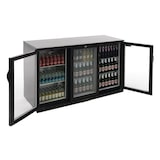 thumbnail of Botellero expositor trasbarra, 3 puertas abatibles, chapa/aluminio/cristal, 85 x 135 x 52 cm, 280W, refrigeración por aire, 320L, negro, Polar GL014