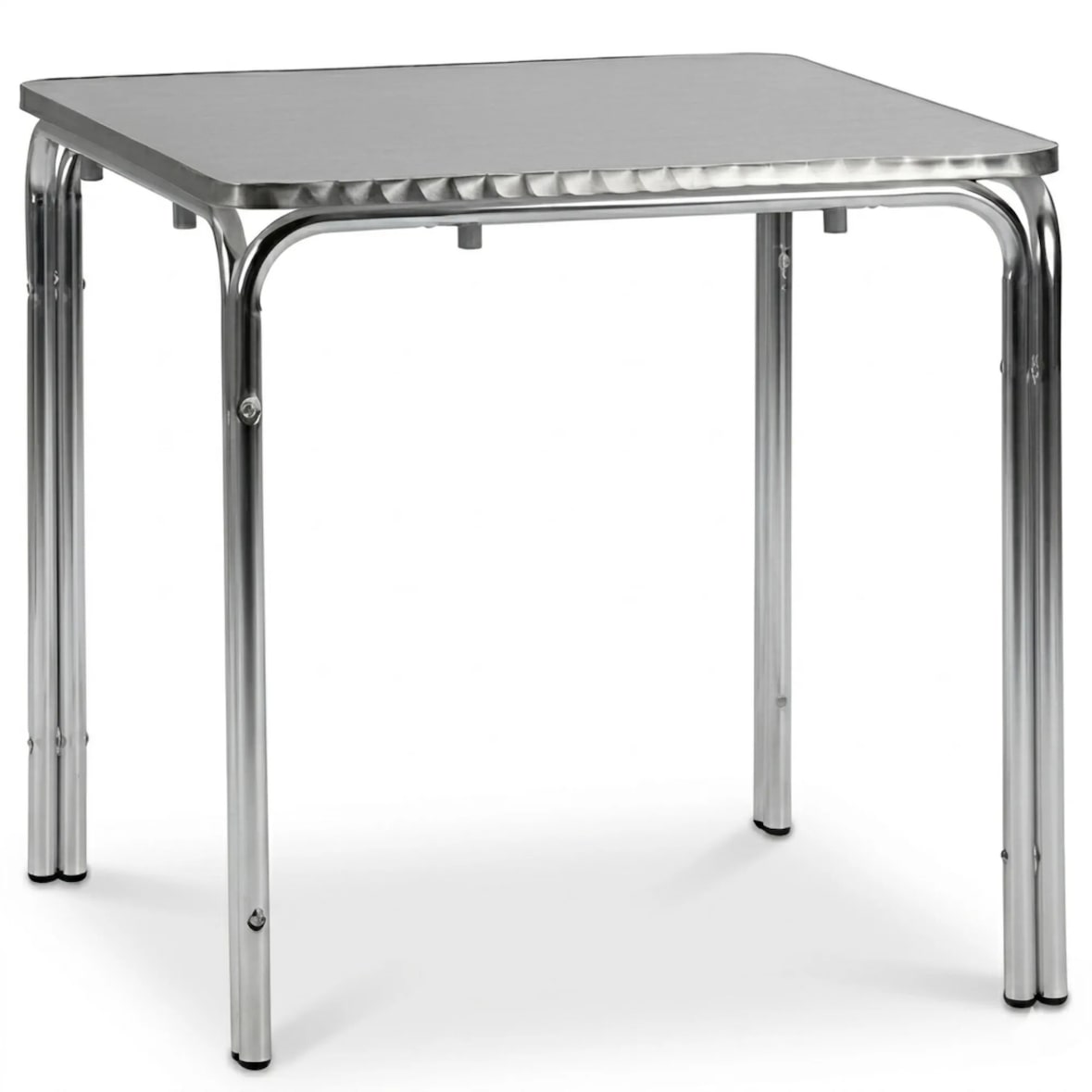 Mesas de aluminio cuadradas 60x60 cm para terraza. Mobiliario hostelería apilable para interior y exterior de bar, restaurante y cafetería.