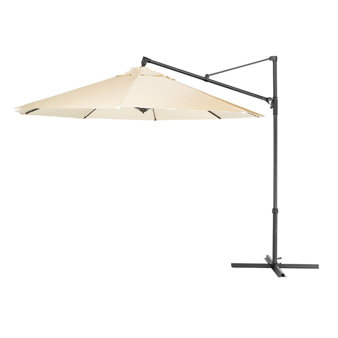 Guarda-sol de pêndulo redondo, panos de 300 cm, alumínio, cor bege, 250 cm