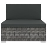 thumbnail of vidaXL Middenbank 1 st met kussens poly rattan grijs