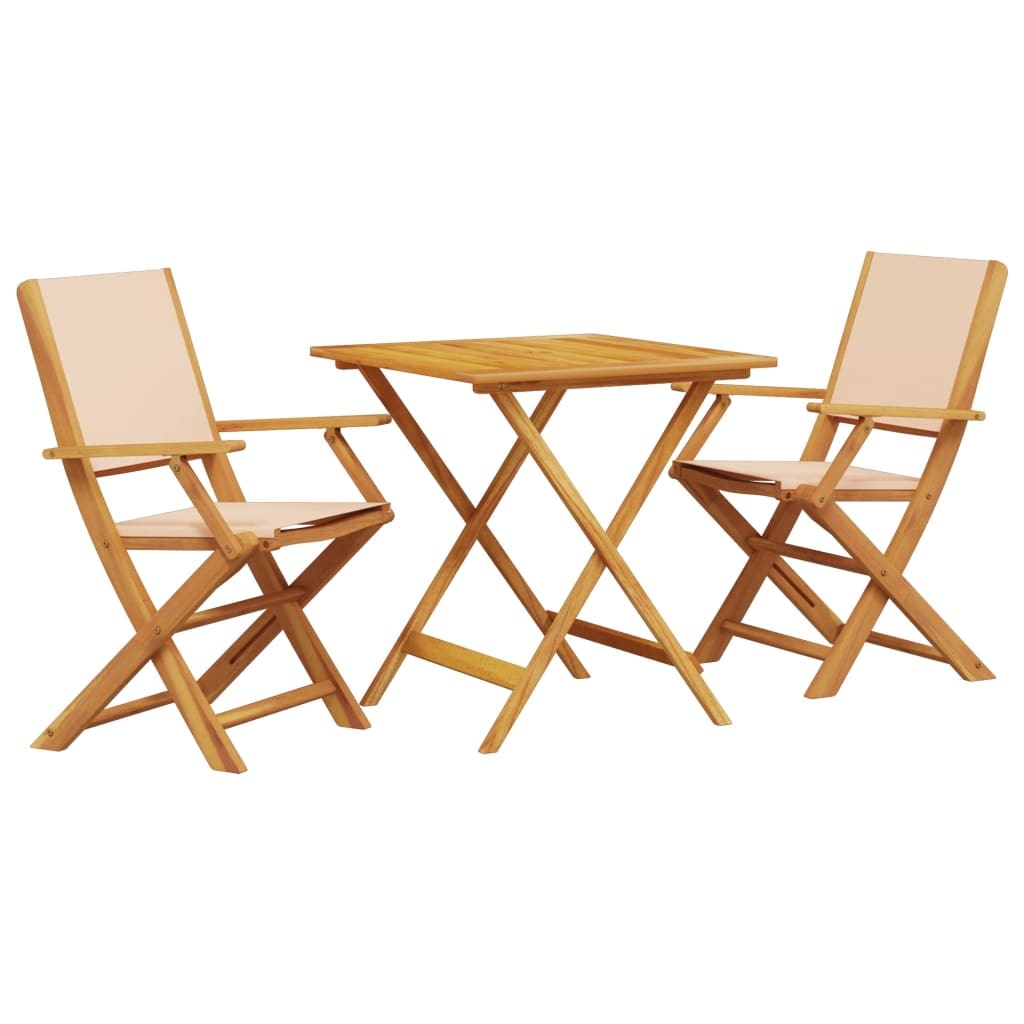 vidaXL 3-tlg. Bistro-Set Beige Stoff und Massivholz