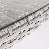 thumbnail of Mesa de jardín rectangular, Tamaño: 140x80x72 cm, Aluminio y ratán sintético plano color gris, Cristal templado de 5 mm