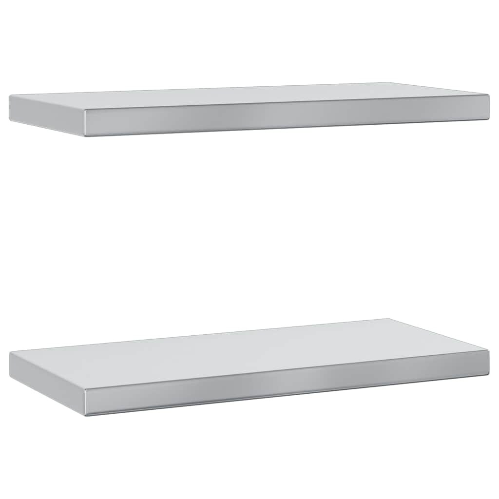 vidaXL Wandregale 2 Stk. 50x23,5x3 cm Silbern Edelstahl