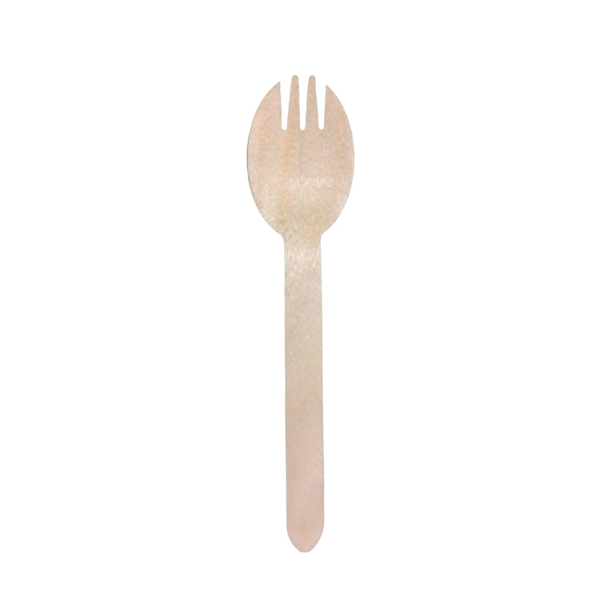 WISEFOOD 100 Stück - Birkenholz Spork - 16cm - Einweg Göffel - Mischung aus Holz Gabel und Löffel