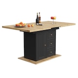thumbnail of Ausziehbarer Esstisch 140x80x75 cm Naturholzoptik mit Stauraum Tür zwei Schubladen Fach, MDF Tischplatte Metallauszug, pflegeleicht